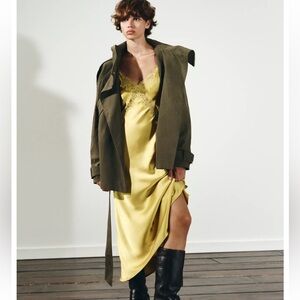 NWT Zara Satin Midi dress with Lace